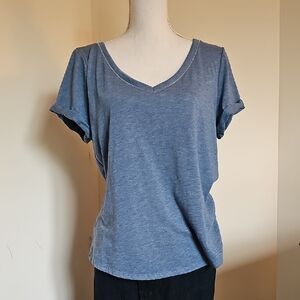 WHBM Casual Blue V-Neck Women's Top